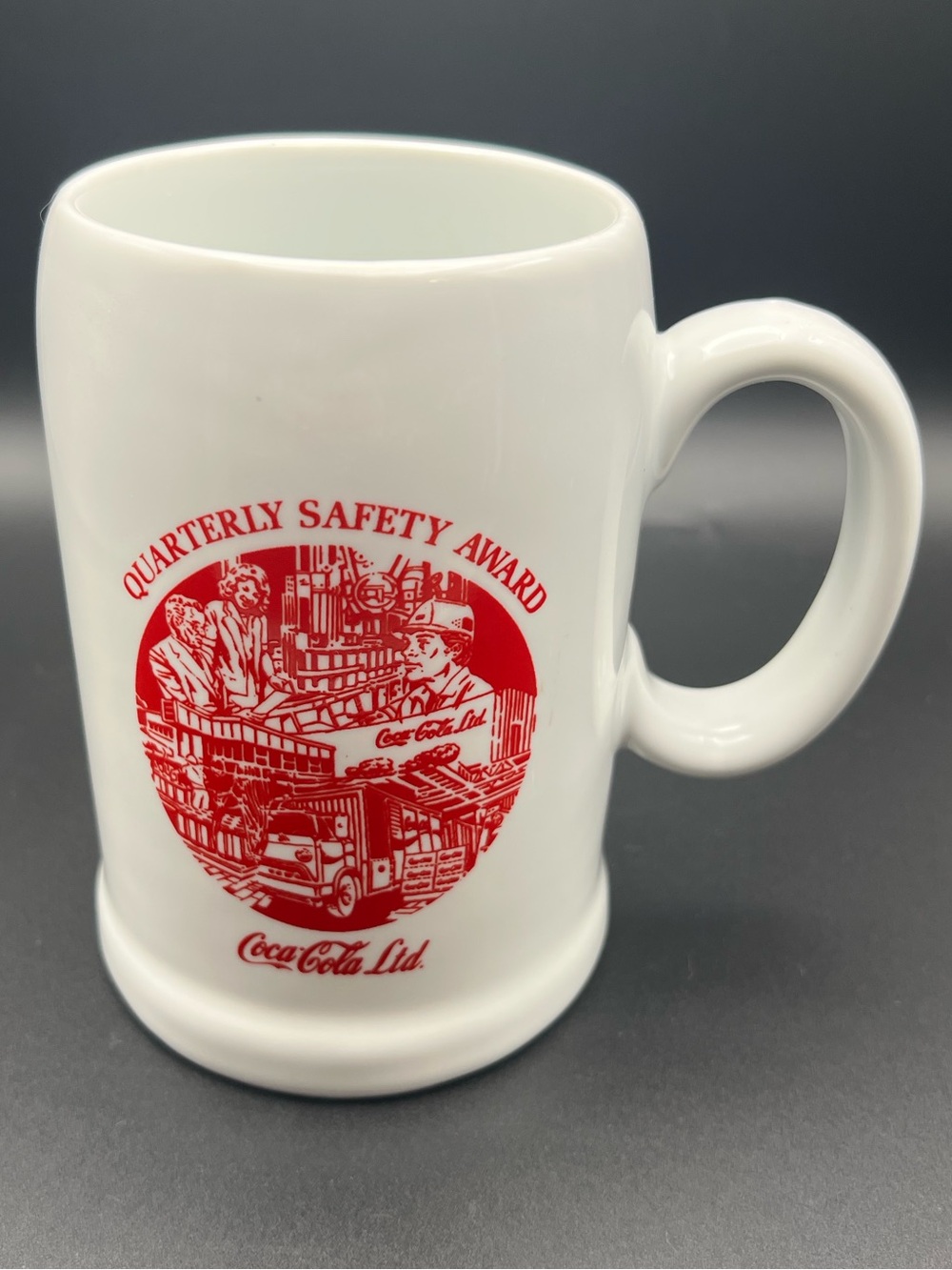 ✨ Vintage Coca-Cola Ltd Quarterly Safety Award Ceramic Stein Mug Employee Graphi